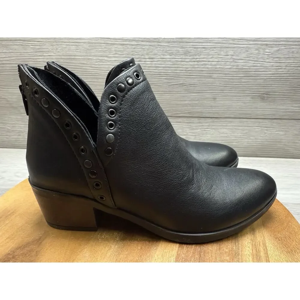 Bueno Women’s Cora Ankle Boots Booties Black Nubuck Eyelet Block Zip. Read.